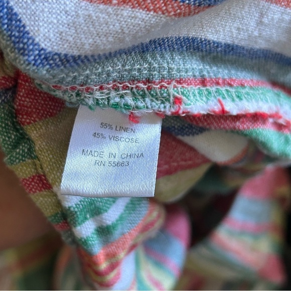 For Cynthia Linen Blend Pants Small Multicolored Vacation Cruise Beach Resort - Picture 3 of 12